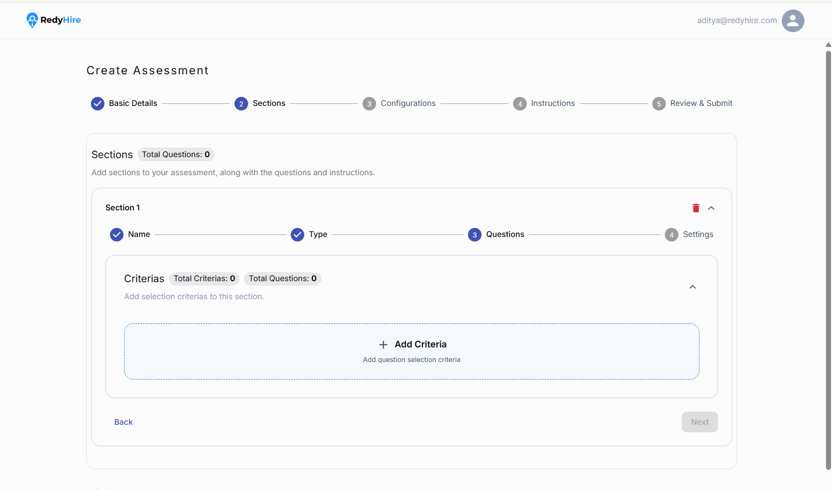 Criteria section with an Add Criteria control.